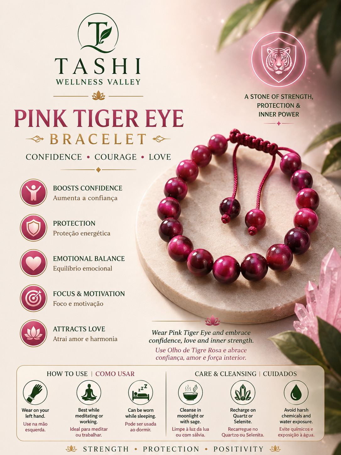 Pink Tiger Eye Bracelet